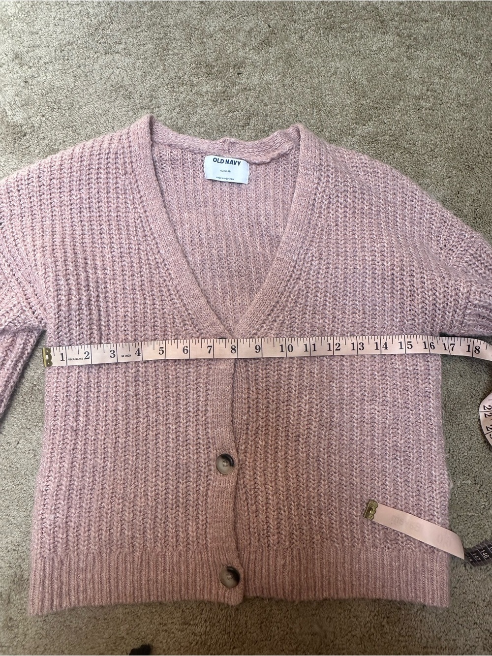 Old Navy Girls XL 14-16 Chunky Light Pink Button Knit Cardigan Chunky Sweater - Picture 5 of 7
